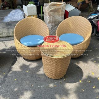 Ghế trứng mây nhựa dẹp đan long ba