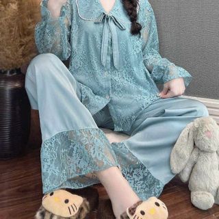 Bộ Pijama Cao Cấp Lụa latin tơ tằm cao cấp phối ren