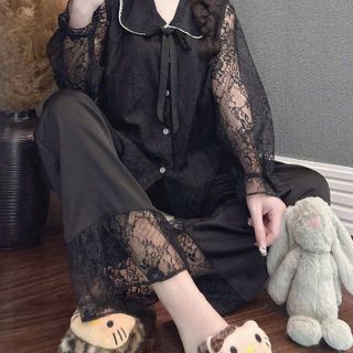 Bộ Pijama Cao Cấp Lụa latin tơ tằm cao cấp phối ren