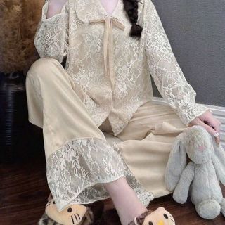 Bộ Pijama Cao Cấp Lụa latin tơ tằm cao cấp phối ren