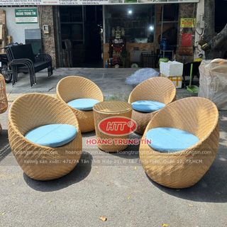 Ghế trứng tròn mây nhựa Decor cao cấp