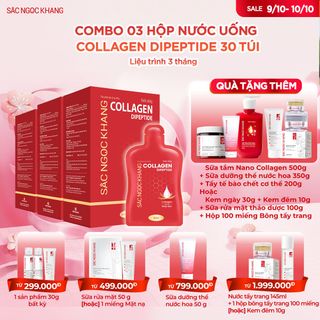 COMBO 03 Nước Uống Collagen Dipeptide Sắc Ngọc Khang [Hộp 30 Túi] TẶNG 1 TRONG 2 QUÀ