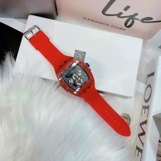 ĐỒNG HỒ NAM CAO CẤP GUECC MẶT CN CHONOGRAP DÂY CAO SU ĐỎ FULLBOX