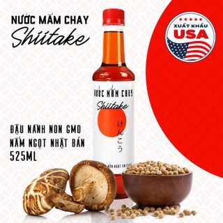 [525ml] Nước mắm chay cao cấp Shiitake ủ chượp từ đậu nành, nấm ngọt Shiitake và trái thơm, chai nhựa 525ml/chai