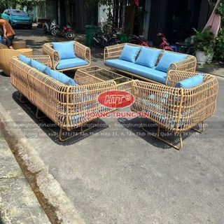 Sofa mây nhựa ngoài trời cao cấp sản xuất tại Sài Gòn