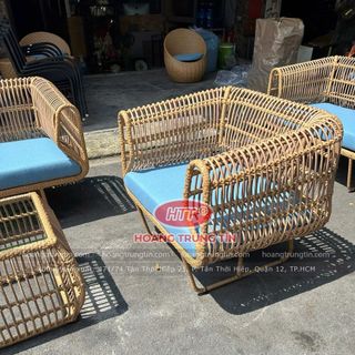 Sofa mây nhựa ngoài trời cho sân vườn biệt thự