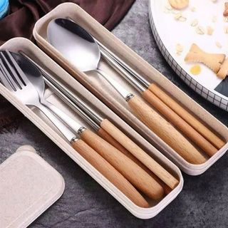 BỘ NĨA MUỖNG ĐŨA INOX CÁN GỖ CAO CẤP