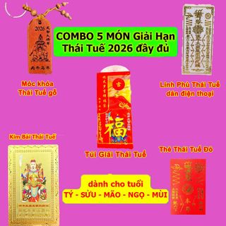 Combo Thái Tuế 2026 - Túi Thái tuế- Kim bài thái tuế - Móc khóa thái tuế - Phù thái tuế - Thẻ thái tuế đỏ- giá sỉ, giá buôn bán