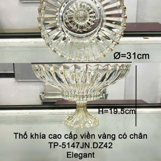 THỐ THUỶ TINH KHÍA SỌC VIỀN VÀNG CÓ CHÂN TP5147JNZD42