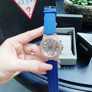 ĐỒNG HỒ NỮ CAO CẤP GUECC MẶT CHONOGRAP TRÒN DÂY CAO SU XANH VÀ ĐEN