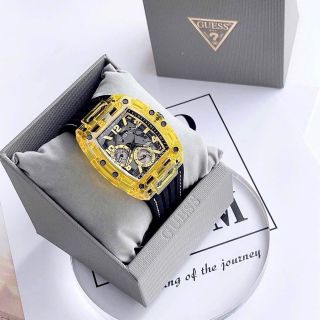 ĐỒNG HỒ NAM CAO CẤP GUECC CHỮ NHẬT NIỀNG VÀNG TRONG SUỐT