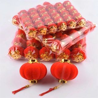 Quả cầu nhung đỏ treo tết số 4 ( Set 30 trái )