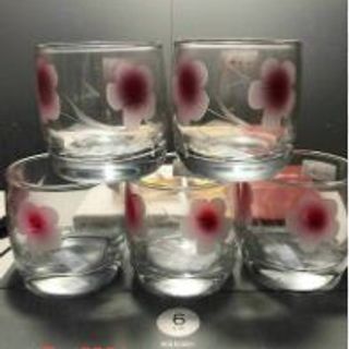 Bộ 6 Cốc Thuỷ Tinh Trứng Mài Đỏ (THÙNG 8B)