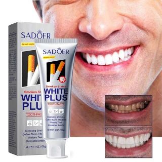 Kem đánh răng SADOER White Plus 100g – Làm trắng răng, sạch ố thuốc lá và cà phê, thơm miệng lâu dài