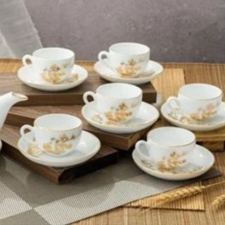 Bộ Bình 6 Cốc sứ Hoa Kèm Đĩa Kê Trắng Y7-28 ( Thùng 12B )