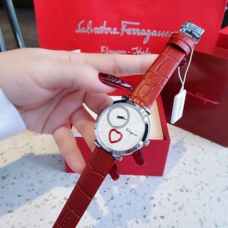 ĐỒNG HỒ NỮ CAO CẤP SALVATHORE COURE DÂY DA NHIỀU MÀU MẶT TRÁI TIM