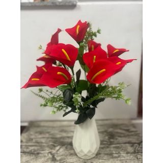 Bụi hồng môn vảo lụa 14 bông cao 43cm