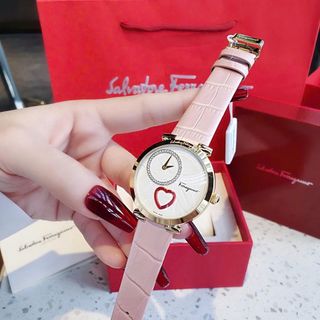 ĐỒNG HỒ NỮ CAO CẤP SALVATHORE COURE DÂY DA NHIỀU MÀU MẶT TRÁI TIM