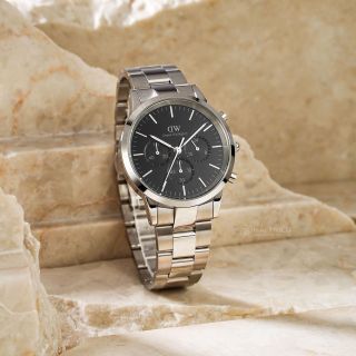 ĐỒNG HỒ NAM CAO CẤP DANIEL W CHONOGRAPH ONYX DÂY THÉP BẠC FULLBOX TEM