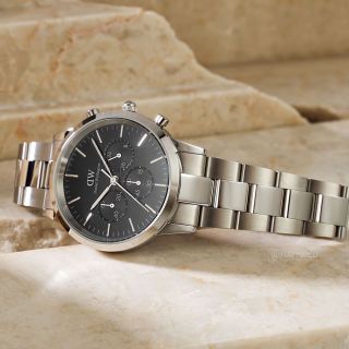 ĐỒNG HỒ NAM CAO CẤP DANIEL W CHONOGRAPH ONYX DÂY THÉP BẠC FULLBOX TEM