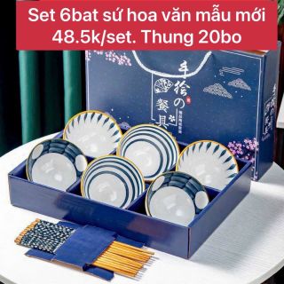 Bộ quà tặng set 6 chén sứ . 1thung 20bo ( Giá Tận Xưởng )