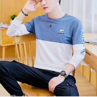áo tay dài dài nam phối 2 màu thêu in đẹp nhất hiện nay