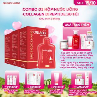 COMBO 03 Nước Uống Collagen Dipeptide Sắc Ngọc Khang [Hộp 30 Túi] TẶNG 1 TRONG 2 QUÀ
