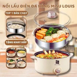 NỒI LẨU ĐIỆN 4L MISU LOUIS 28CM ĐA NĂNG KÈM XỬNG HẤP