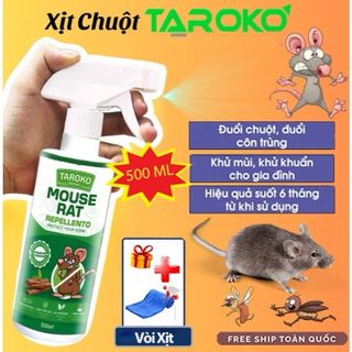 Xịt Đuổi Chuột TAROKO 500ml Nhập Khẩu Đài Loan, Chiết Xuất Thiên Nhiên, Hương Quế An toàn Xua Đuổi Chuột, Gián