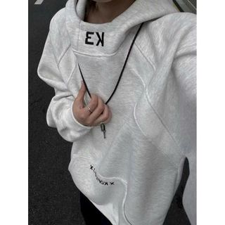 Áo Hoodie Logo Thêu KE Phối Raplang, Cổ Cao - Unisex