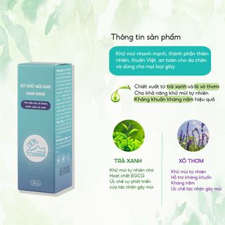Xịt khử mùi hôi giày/chân tận gốc Lean Shoe thành phần Trà Xanh và Xô Thơm