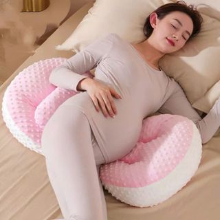 Gối bầu cánh tiên mặt Vải Nhung Hạt Đậu Mát Xa kèm gối phụ