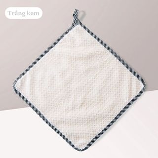 KHĂN LAU ĐA NĂNG VIỀN KẺ CÓ MÓC TREO 24 X 24CM, KHĂN LAU SỢI COTTON SIÊU THẤM HÚT - KHĂN LAU TREO CÓ VIỀN GIÁ SỈ