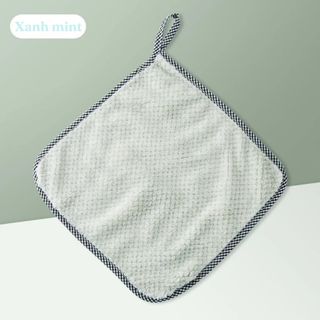 KHĂN LAU ĐA NĂNG VIỀN KẺ CÓ MÓC TREO 24 X 24CM, KHĂN LAU SỢI COTTON SIÊU THẤM HÚT - KHĂN LAU TREO CÓ VIỀN GIÁ SỈ