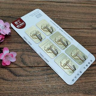 VỈ 6 MÓC DÁN TƯỜNG CHỮ NHẬT TRÁNG NHÔM - VỈ MÓC GIÁ SỈ