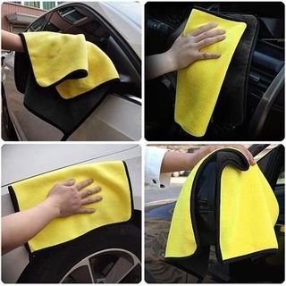 KHĂN LAU ĐA NĂNG MICROFIBER 2 MẶT VÀNG - XÁM SIÊU THẤM CỰC DÀY KHÔNG ĐỔ LÔNG CHUYÊN DỤNG CHO Ô TÔ XE HƠI