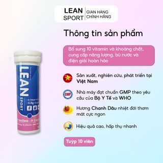 Viên Sủi Điện Giải Lean Sport ít đường vị chanh dâu