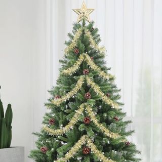 Cây thông noel tán dày đủ size 1m2-4m5-12m3 TẶNG kèm sợi kim tuyến + ngôi sao + đế giấy trang trí