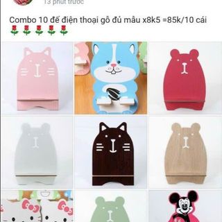 Đế điện thoại gỗ nhiều mẫu mix đế kê điện thoại xinh xắn
