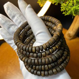 Vòng tay trầm hương Kì Hải Nam chìm nước bánh xe hạt nút 6mm 5gram thơm thanh ngọt 035