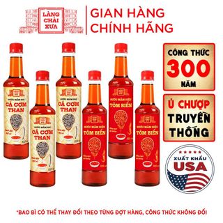 [TẶNG 1 NƯỚC TƯƠNG 125ML] Thùng 6 chai 3 THAN 3 TÔM BIỂN Nước Mắm Nhỉ Làng Chài Xưa Chai Nhựa 525ml
