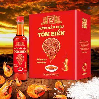 [TẶNG 1 NƯỚC TƯƠNG 125ML] Thùng 6 chai 3 THAN 3 TÔM BIỂN Nước Mắm Nhỉ Làng Chài Xưa Chai Nhựa 525ml