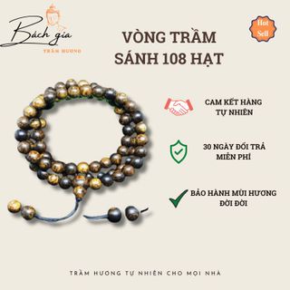 Vòng tay chuỗi hạt trầm hương 108 hạt sánh chìm mùi thơm thanh dịu 6mm 8mm Bách Gia Trầm Hương 006