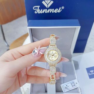 ĐỒNG HỒ NỮ CHÍNH HÃNG FUNMEI F2062 ĐÍNH ĐÁ XOÀN FULLBOX TEM HÃNG