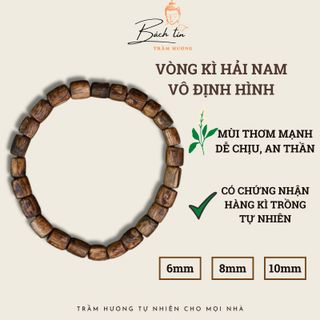 Vòng tay trầm hương Kỳ Hải Nam hạt trúc thô 6-8-10mm đeo tay cho nam nữ chính hãng Bách Tín 012