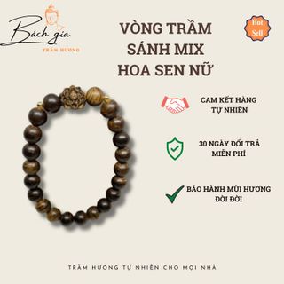 Vòng sánh chìm đeo tay nữ mix charm hoa sen bi mạ vàng 6mm 8mm mùi thơm thanh dịu nhẹ nhàng 007