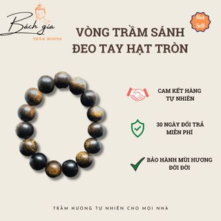 Vòng tay trầm hương sánh chìm đơn đeo tay nam nữ hạt tròn mùi thơm thanh mát dịu nhẹ 10 12 14mm 004