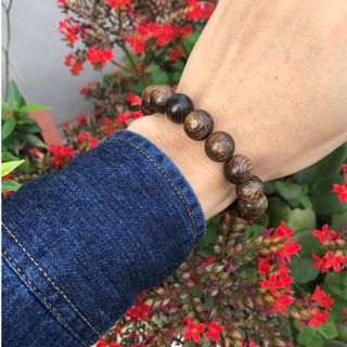 Vòng tay trầm hương sánh chìm đơn đeo tay nam nữ hạt tròn mùi thơm thanh mát dịu nhẹ 10 12 14mm 004