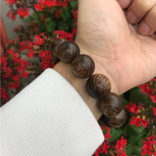 Vòng tay trầm hương sánh chìm đơn đeo tay nam nữ hạt tròn mùi thơm thanh mát dịu nhẹ 10 12 14mm 004