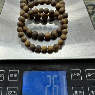 Vòng tay trầm hương hạt tròn Kì Hải Nam nặng gram dầu nâu vàng mùi thơm ngọt thanh khiết 025